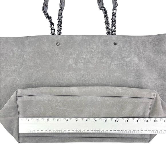 Rebecca Minkoff Chain-Trim Grey Suede Large Tote Bag - Picture 8 of 12
